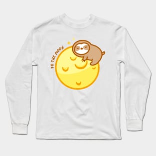 Cute To the Moon Cryptocurrency Sloth Long Sleeve T-Shirt